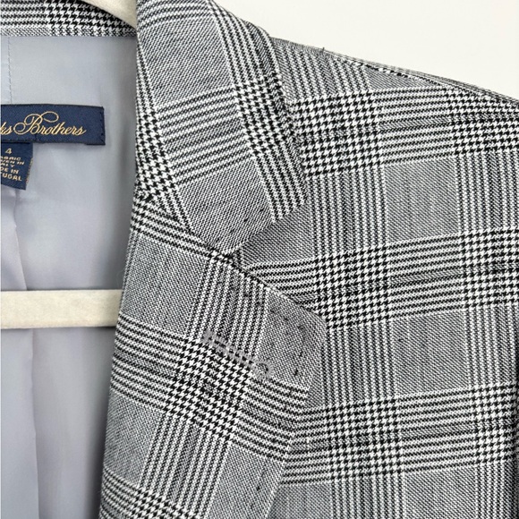 BROOKS BROTHERS Linen Blend Lapel Plaid Blazer Jacket Womens 4 Career Timeless - Picture 4 of 10